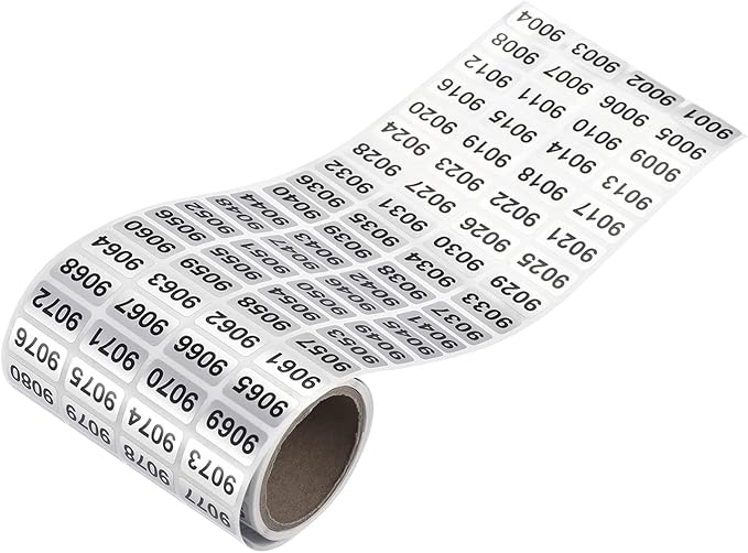 MECCANIXITY Black Number Stickers 9001-9999, Single Use, Waterproof, 1 Roll x by MECCANIXITY