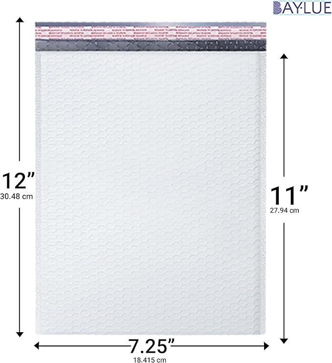 White 7.25x12 Inch Poly Bubble Mailers #1 | Self Seal Padded Envelopes | Air - Image 2
