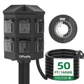 TiFFCOFiO Outdoor Power Strip Waterproof, 24 Hour Mechanical Timer, 50 ft by TiFFCOFiO