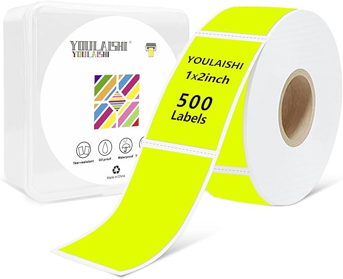 1x2 inch Label Stickers Roll for Thermal Printer 500PCS Colored Removable by YOULAISHI