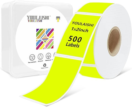 1x2 inch Label Stickers Roll for Thermal Printer 500PCS Colored Removable by YOULAISHI