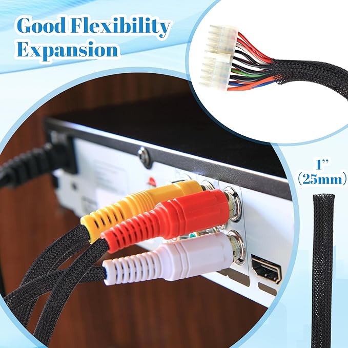 Pangda 150 Feet 1 Inch Wire Loom Pet Expandable Braided Sleeving Braided Sleeve - Image 6