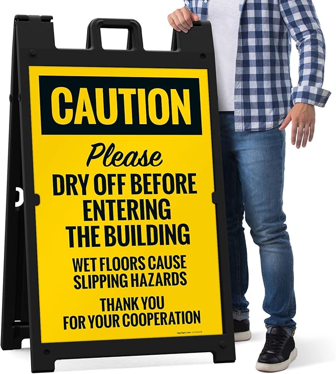 Caution Please Dry Off Wet Floor Sidewalk Sign Kit, 24x36 Inches, - Image 7
