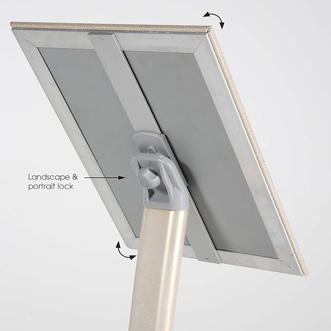 M&T Displays Curved Menu Board, 8.5x11 Pedestal Sign Holder White Pearlic Floor - Image 3