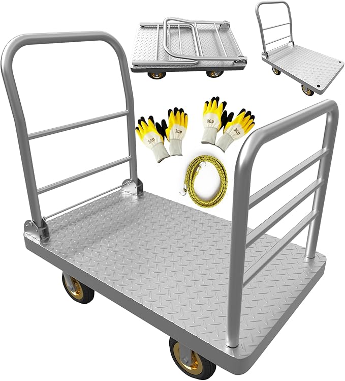 2IN1 42"×25" Platform Truck Cart 2200lbs Heavy Duty Flatbed Cart Dolly by Lomive