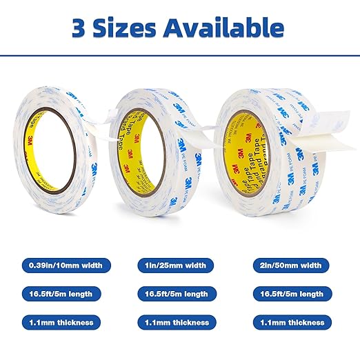 Double Sided Tape 1"×16.5Ft, Mounting Tape Heavy Duty No Residue, Removable PE - Image 2