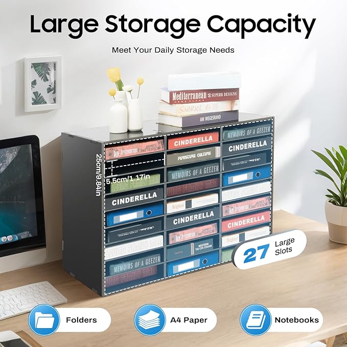 Literature Organizer, 27 Compartments Durable PVC Paper Storage Cabinet - Image 2
