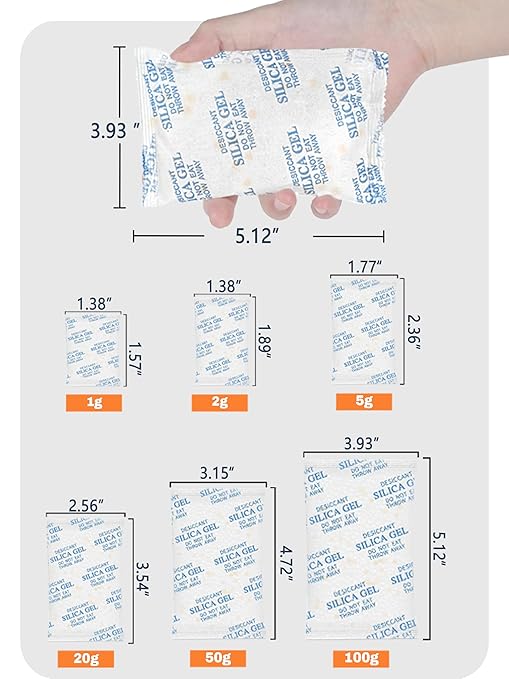 2 Gram Color-Indicating Silica Gel Packets, Each 5 Pack Individually Sealed - Image 7