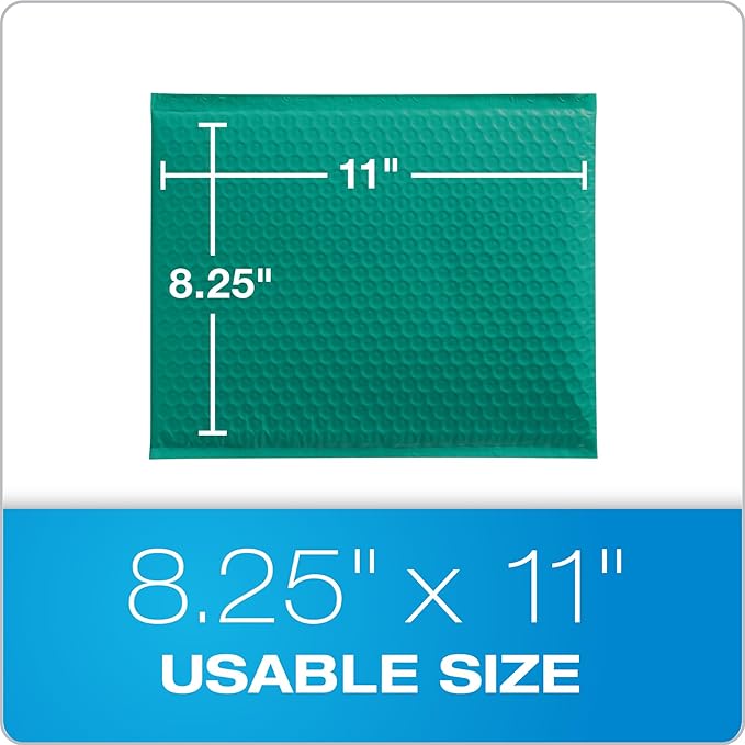 Quality Park Bubble Mailers, 8.25 x 11, Turquoise Poly Mailers, Padded Envelopes - Image 6