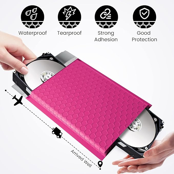 Fuxury Bubble Mailers 6x10" Pink Padded Envelopes 1000Pack Strong Adhesion - Image 3