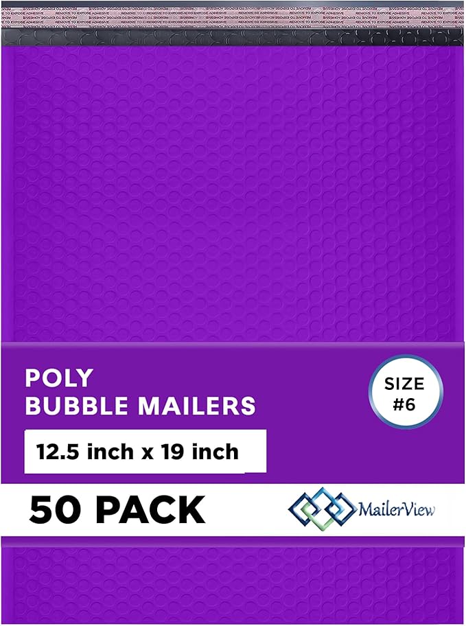 Purple 12.5x19.5 Inch Large Poly Bubble Mailers #6 | Padded Envelopes by MAILERVIEW
