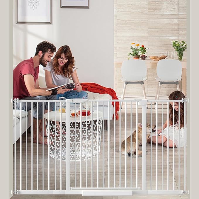 Extra Wide Baby Gate 30.11-77.36", Ultra Narrow 1.37" Spacing Dog Gate indoor by AIKSIWAI