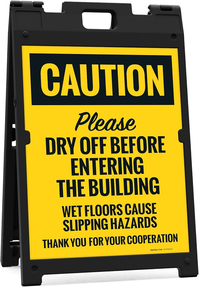 Caution Please Dry Off Wet Floor Sidewalk Sign Kit, 18x24 Inches, by SigoSigns