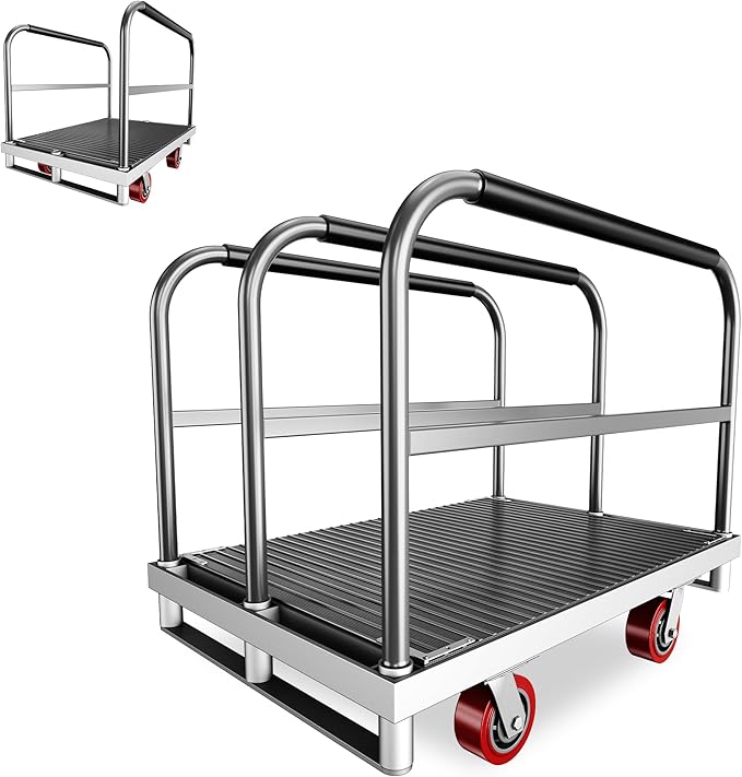 2IN1 Heavy Duty Panel Truck, 2600 lbs Capacity Drywall & Lumber Cart, Flatbed by Lomive