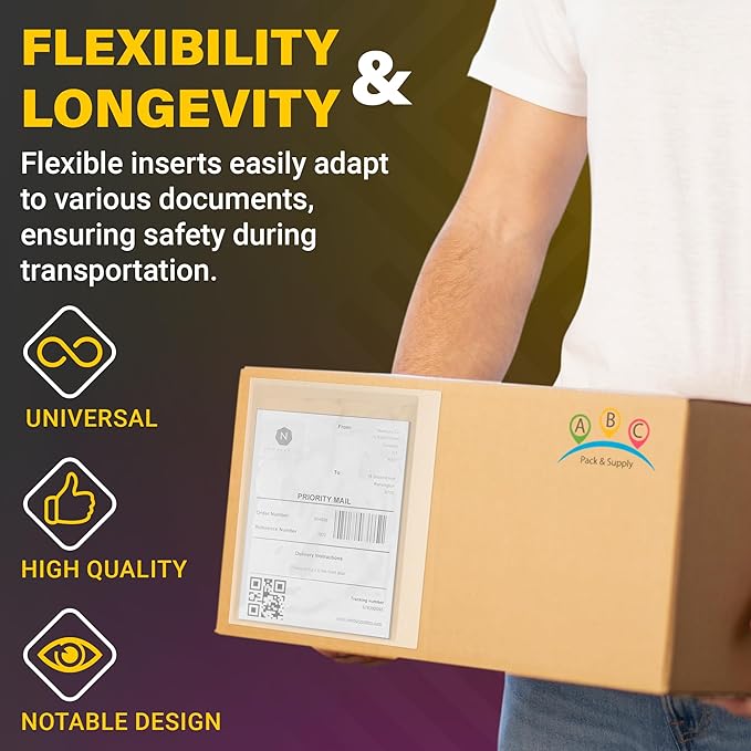 ABC Packing List Envelopes, 9.5 x 12 Inch. 100 Pack 2 Mil Polyethylene Clear - Image 4
