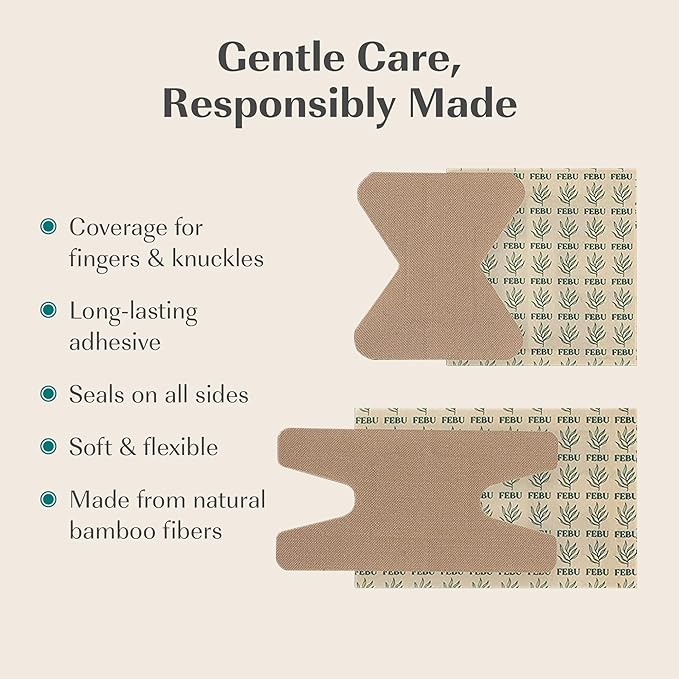 FEBU Eco-Friendly Bamboo Fingertip Bandages | PFAS Free Knuckle Bandages - Image 4