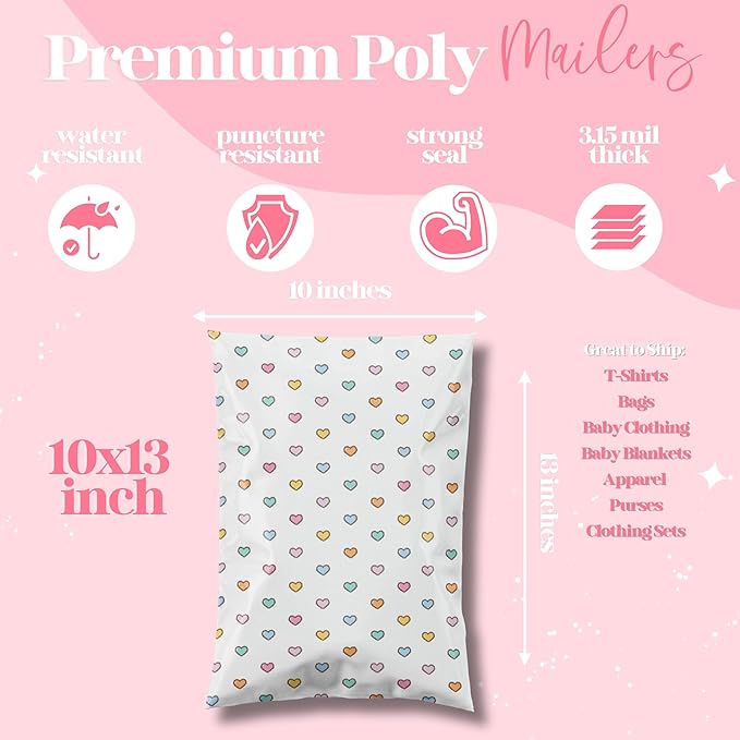 10x13 Designer Poly Mailer 100 Pack Heavy Duty Waterproof Self Seal Shipping - Image 3