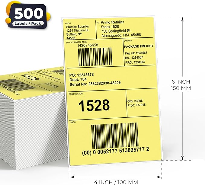 Yellow Direct Thermal Labels 4 × 6 Inch Vinyl Self-Adhesive Fanfold Shipping - Image 7