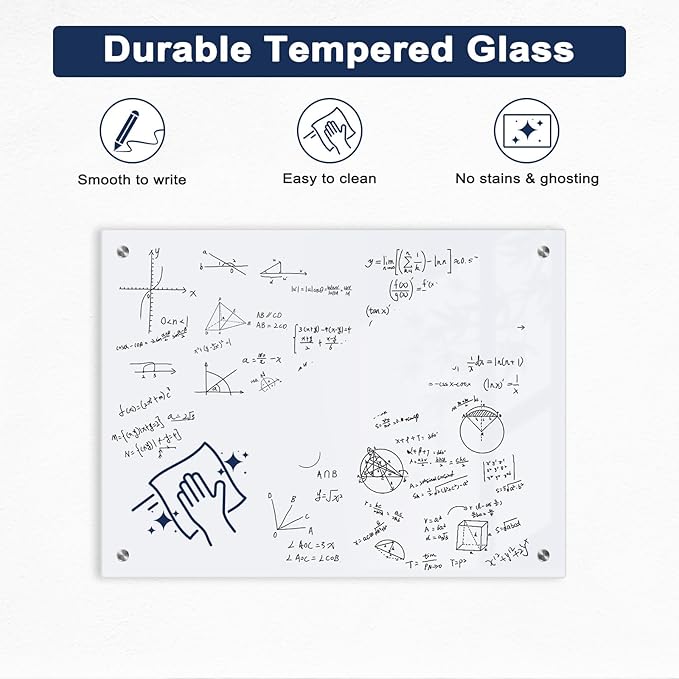 Magnetic Glass Whiteboard, Frameless White Board - Image 2