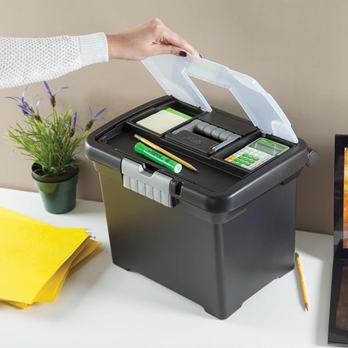 Sterilite Portable File Box, Stackable Storage Bin - Image 3
