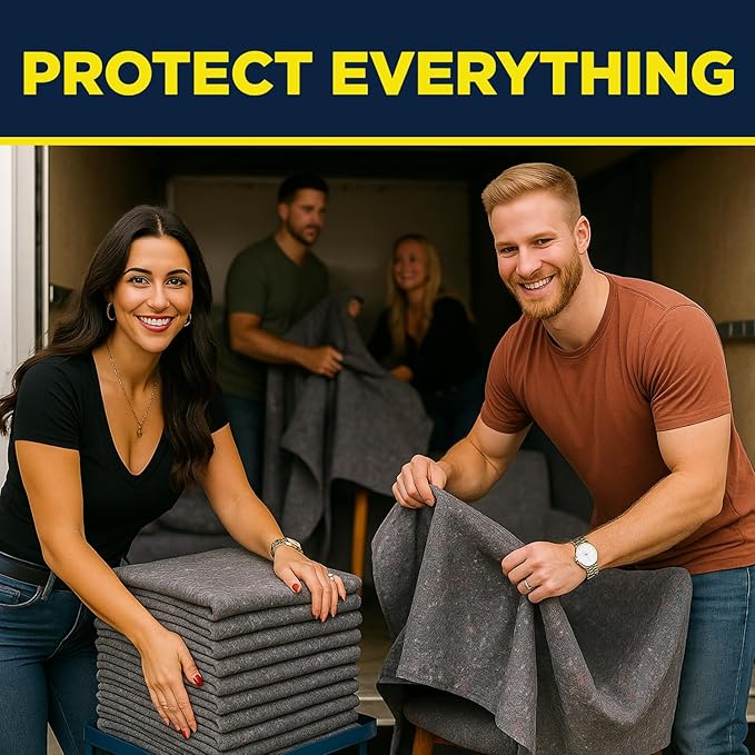 Padded XL Moving Blankets, 6 Pack, Heavy Duty, Eco-Friendly Pads - Image 7