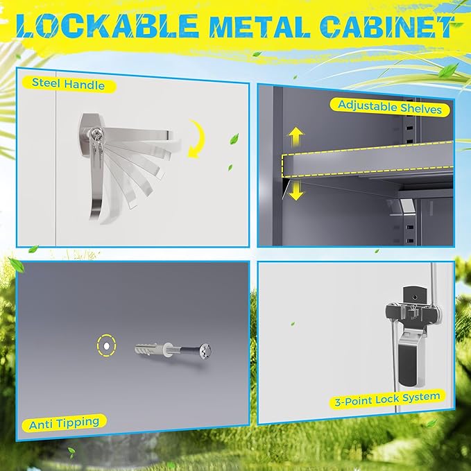 Pataku Metal Storage Cabinet, File Cabinets - Image 5