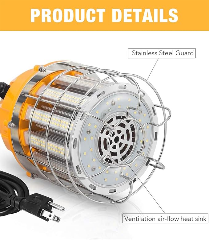 LED Temporary Work Light 100W LED Construction Lights 12, 000lm 5000K Daylight - Image 5