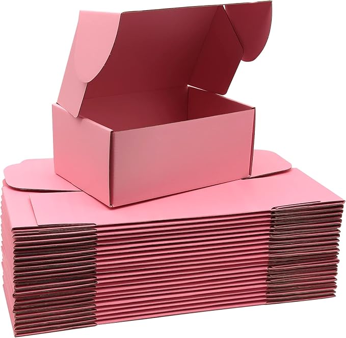 Small Pink Shipping Boxes for Small Business Pack of 25-9x6x4 inches Cardboard by Lmuze