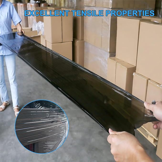 Black Pallet Wrap Stretch Film: 4 Pack Moving Wrapping Plastic Roll - Image 5