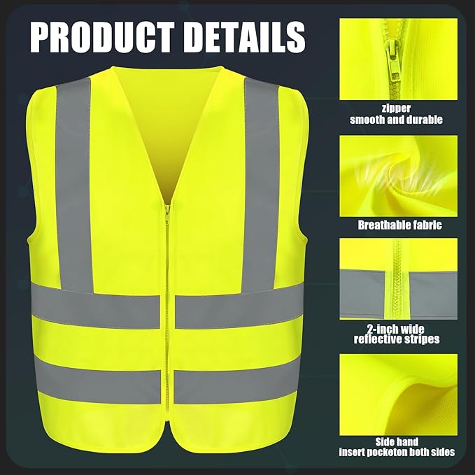 20 Pcs Reflective Safety Vest Yellow Reflective High Visibility Vest - Image 2