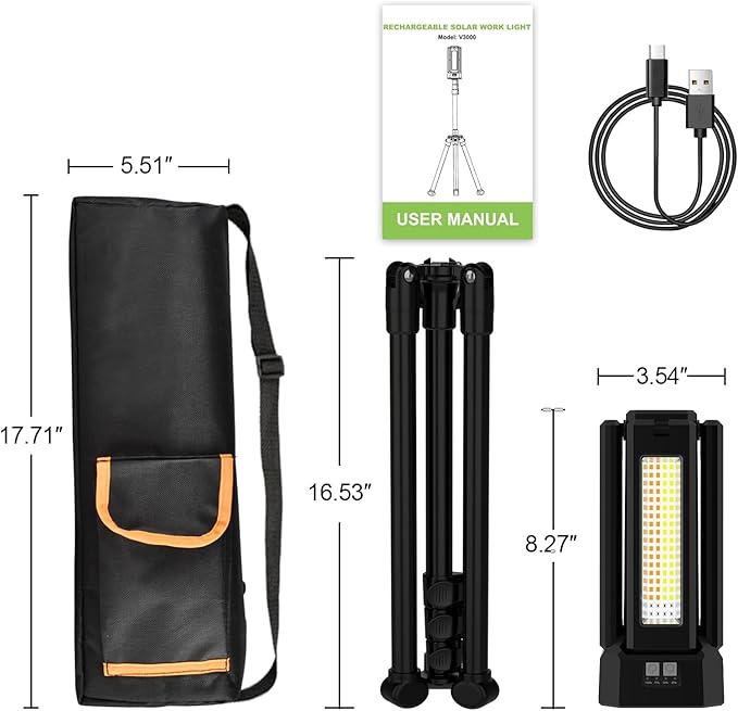 13200mAh Rechargeable Solar Work Light - Image 9