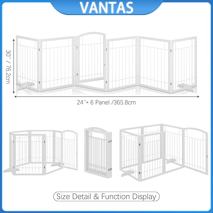 Vantas Folding Pet Gate 144" Wide, Freestanding Wire Pet Gate, Pet Puppy Safety - Image 7