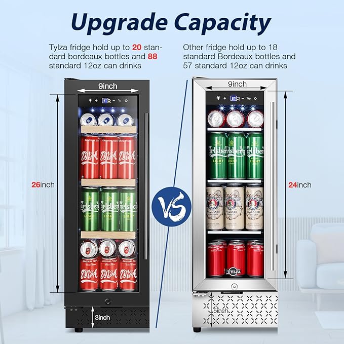 Tylza 24 Inch Wine and Beverage Refrigerator, Dual Zone Wine Beverage Cooler 24" - Image 2
