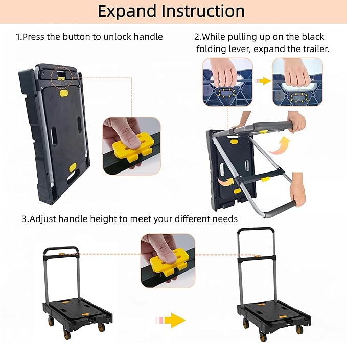 Platform Truck Folding Hand Truck 330 LB Heavy Duty Utility Dolly Flatbed - Image 8