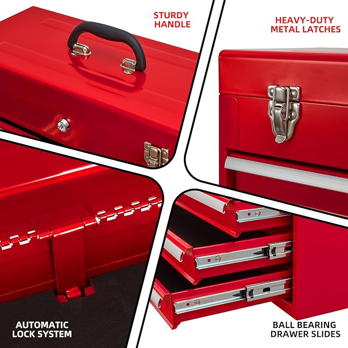 4 Drawers Metal Tool Box Portable Steel Tool Chest - Image 4