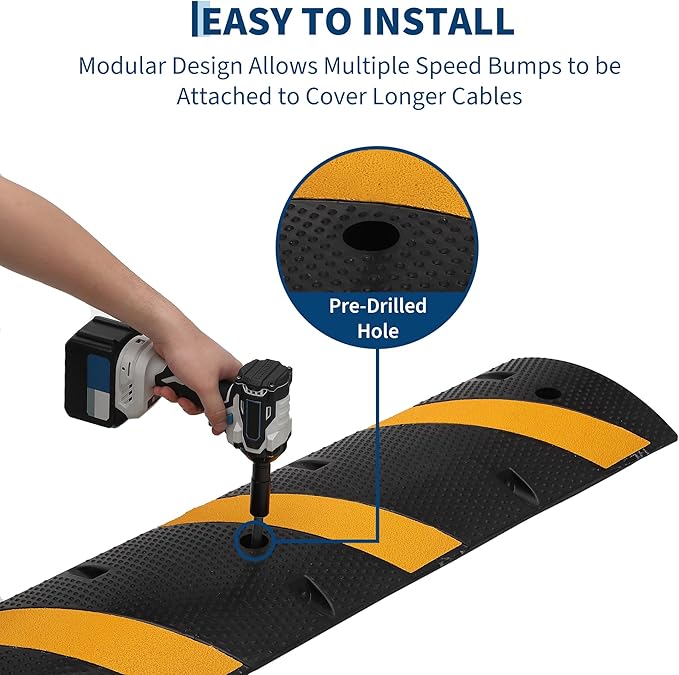 1 Pack 6FT Speed Bumps for Road, Heavy Duty 25, 000 Lbs Capacity Traffic Rubber - Image 8