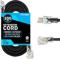 12/3 Black Oil Resistant Extension Cord 100 ft, SJTOW 12 Gauge Heavy Duty by Thonapa