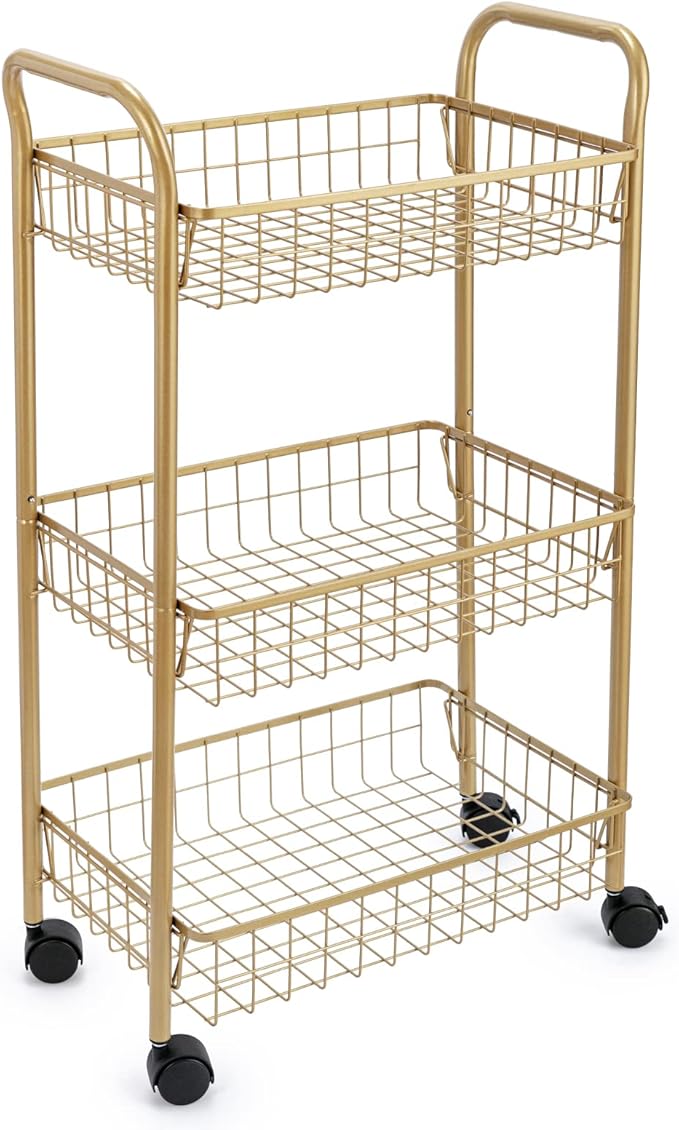 3 Tier Mesh Rolling Utility Cart by MNOPQ