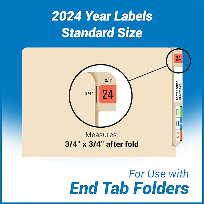 2024 Year Labels, Doctor Stuff 2024 Chart Stickers, Fluorescent Red Color Coded - Image 4