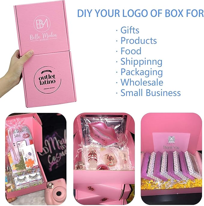 Small Pink Shipping Boxes for Small Business Pack of 25-6x6x2 inches Cardboard - Image 7