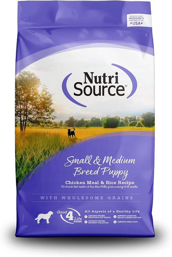 NutriSource Puppy Food for Small and Medium Breeds, Chicken Meal and Rice by NutriSource