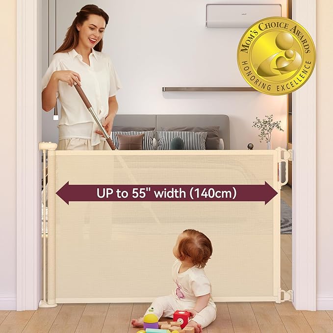 Momcozy Retractable Baby Gate, Extends up to 55" Wide, Child Safety Baby Gates - Image 2