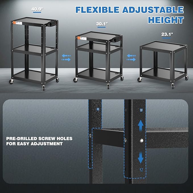 3 Shelf Metal Utility Cart - Image 5