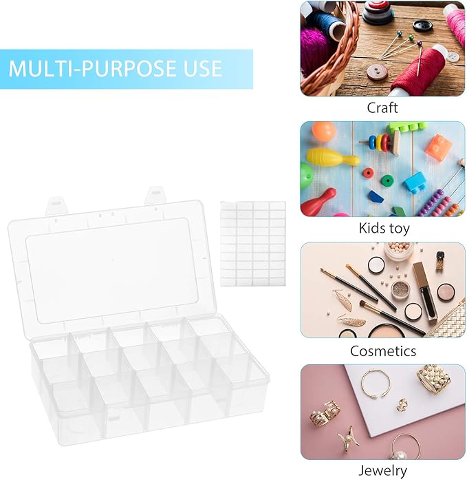 2 Pack 15 Grids Clear Plastic Organizer Box - Image 2