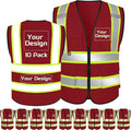 Custom Safety Vest with Logo Pockets High Visibility Reflective Vests by CustomTok