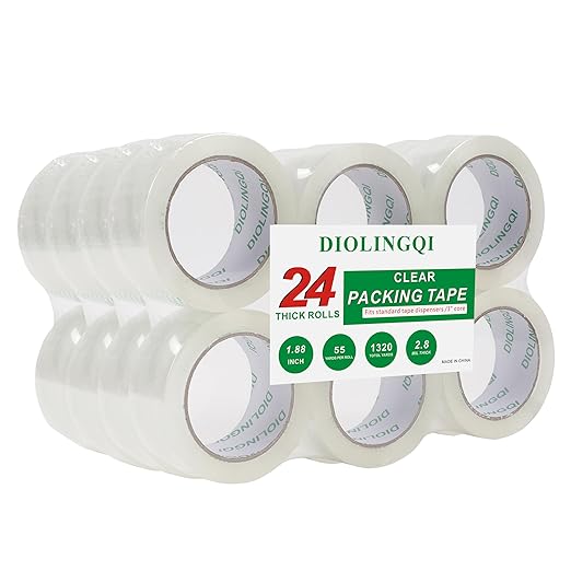 24 Rolls 55 Yards Roll, Total 1320 Yards Clear Heavy Duty Packing Tape by Unknown