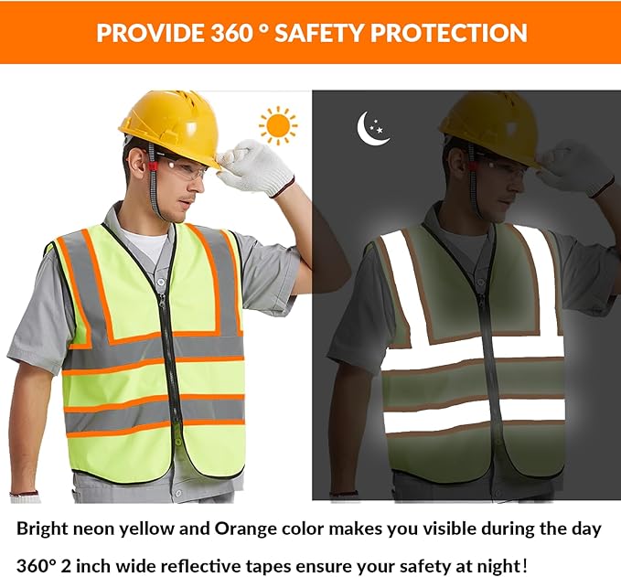 BeautyWill Custom Safety Vest Logo Class 2 High Visibility Reflevtive Vest - Image 6