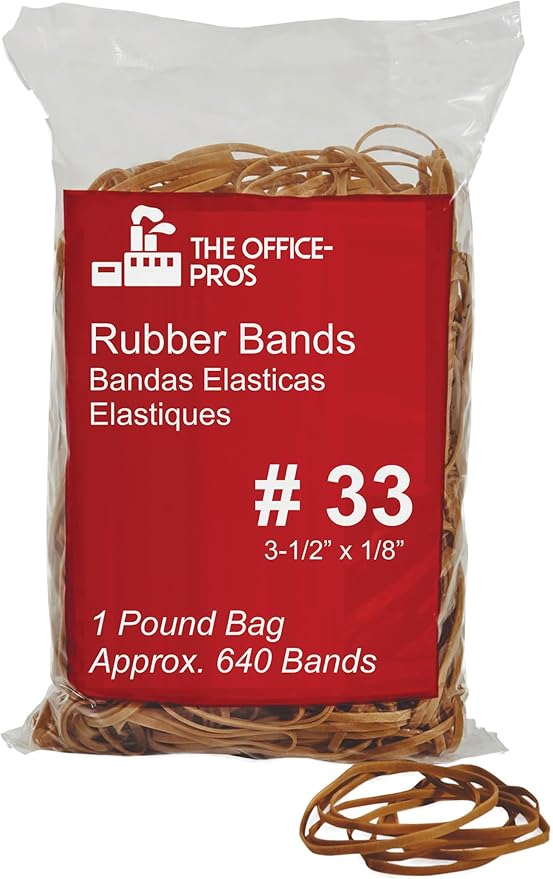 #33 Rubber Bands, All Purpose Rubber Bands, Natural Crepe, Approximately 640 by The+Office-Pros