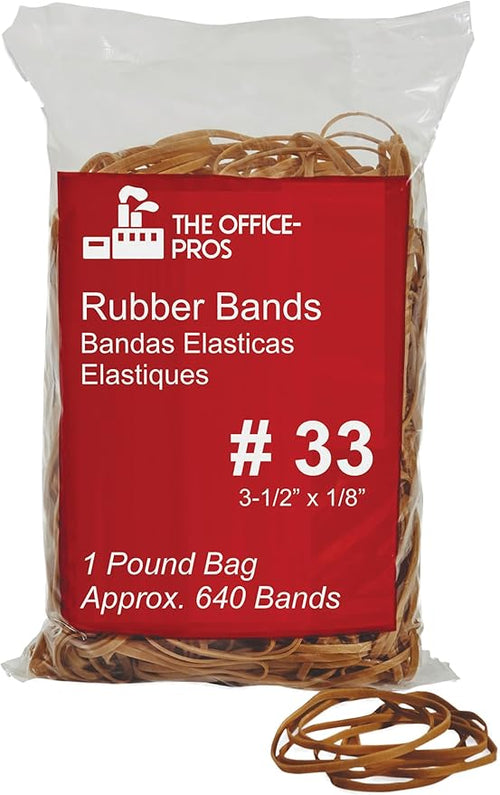 #33 Rubber Bands, All Purpose Rubber Bands, Natural Crepe, Approximately 640 by The+Office-Pros