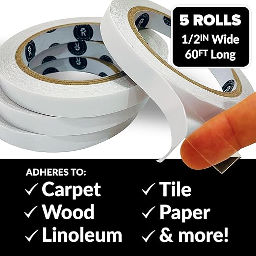 Clear Double-Sided Tape for Crafts, 1/2 Inch Wide Heavy-Duty Adhesive, Strong - Image 2